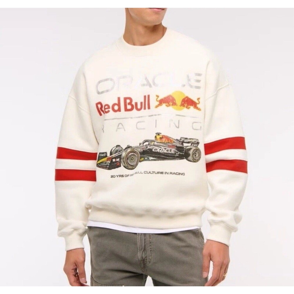 Abercrombie & Fitch Oracle Red Bull Racing THEME SWEATSHIRT WHITE SIZE XL